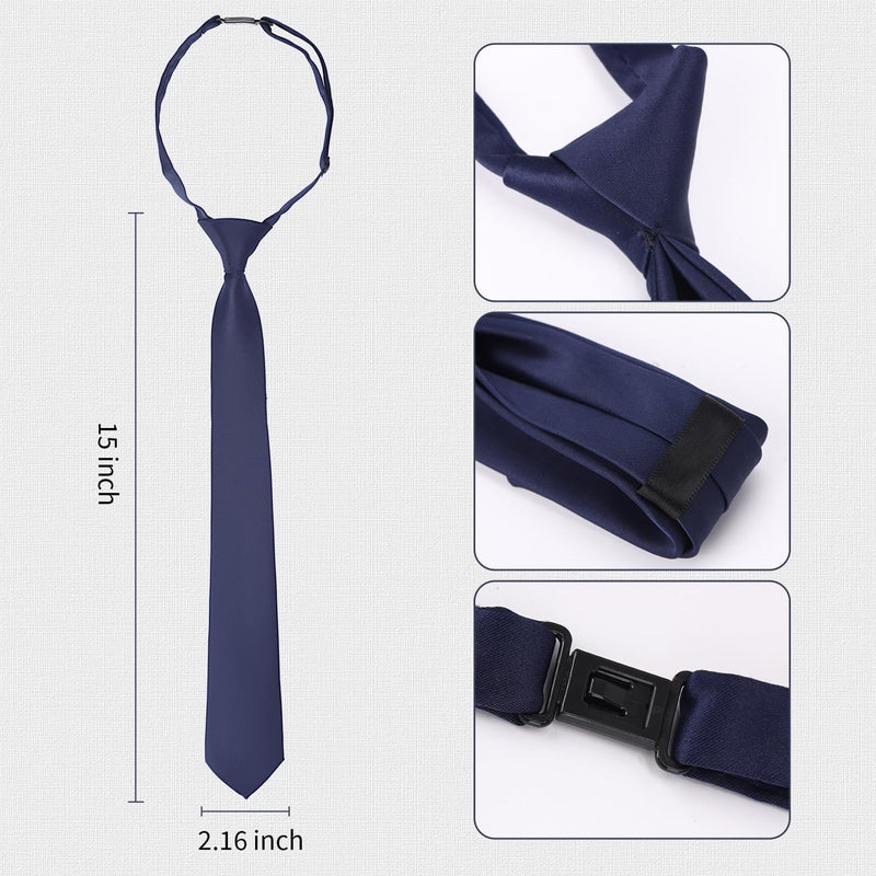 Eshwb Boys Tie Pre-Tied Adjustable Kids Neckties for Age 8-12, 15 Inch Woven Formal Kids Tie School Wedding - Image 2